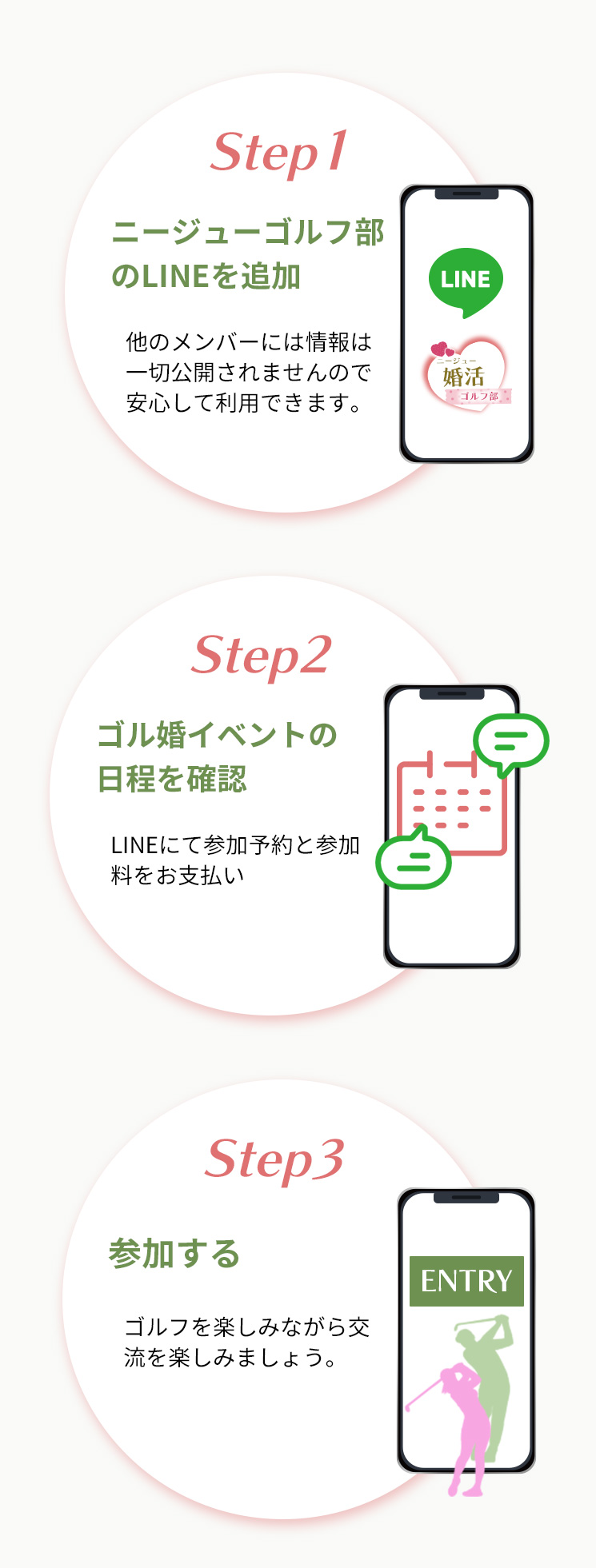 LINEで完結。参加は簡単3STEP